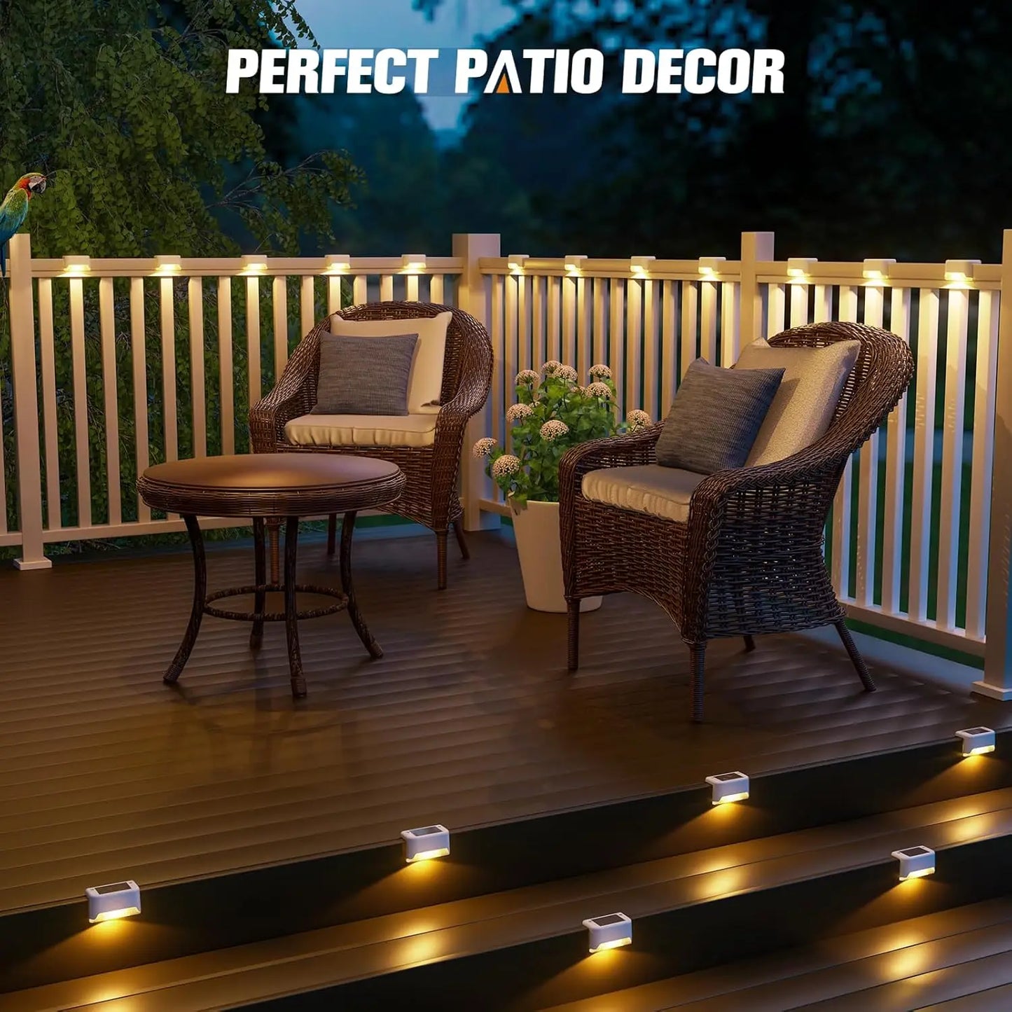 Solar Deck Lights for Outdoor, Waterproof Solar LED Lights for Deck, Step, Railing, Wall, Patio, Garden,Yard Cool (Warm)White