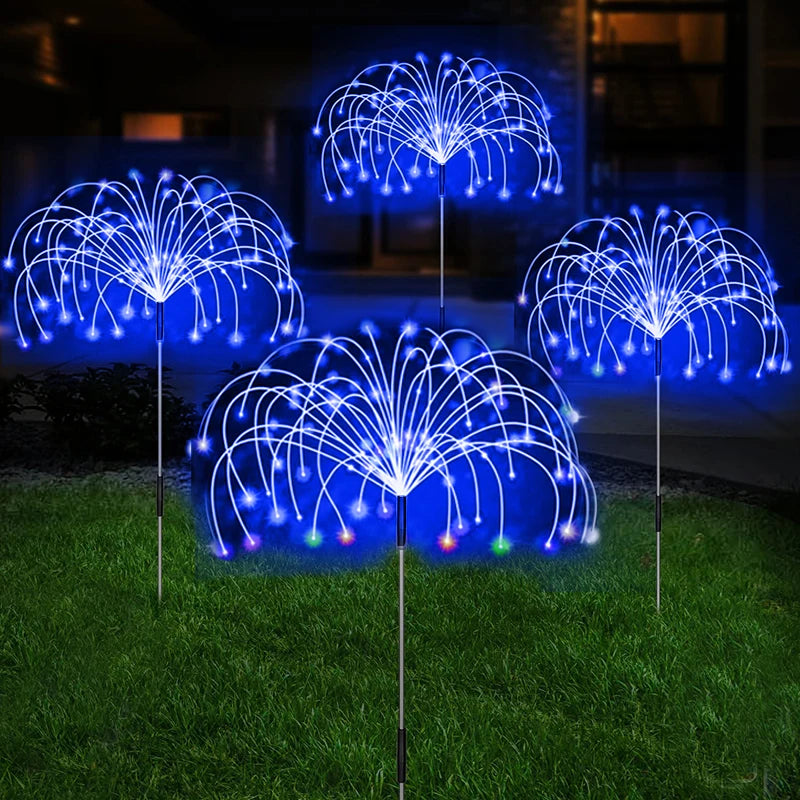 Solar LED Pathway Lights Outdoor Waterproof Garden Decor Firework Fairy Solar Lawn Lamp For Patio Walkway Yard