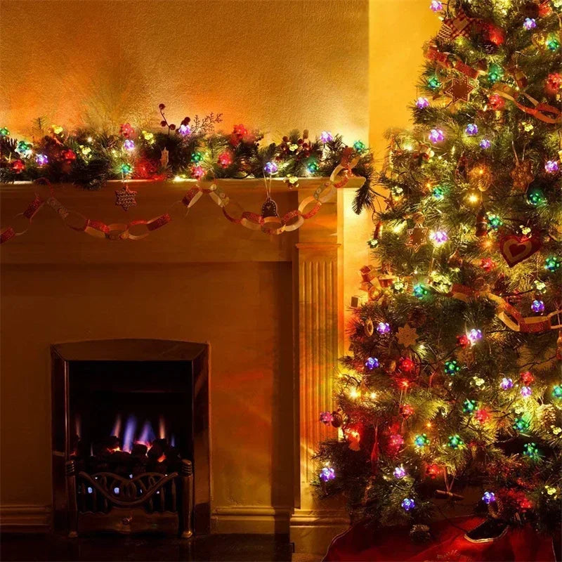 Solar Flower String Lights Outdoor Waterproof LED Fairy Lamp Decoration for Garden Fence Yard Christmas Home Party Decor