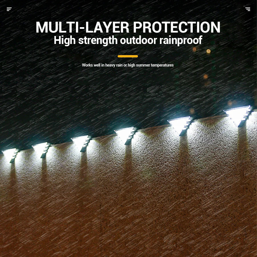 Outdoor Solar Step Lights Warm White Triangle Waterproof Auto on Decoration Deck Lights for Patio Yard Driveway Porch Light