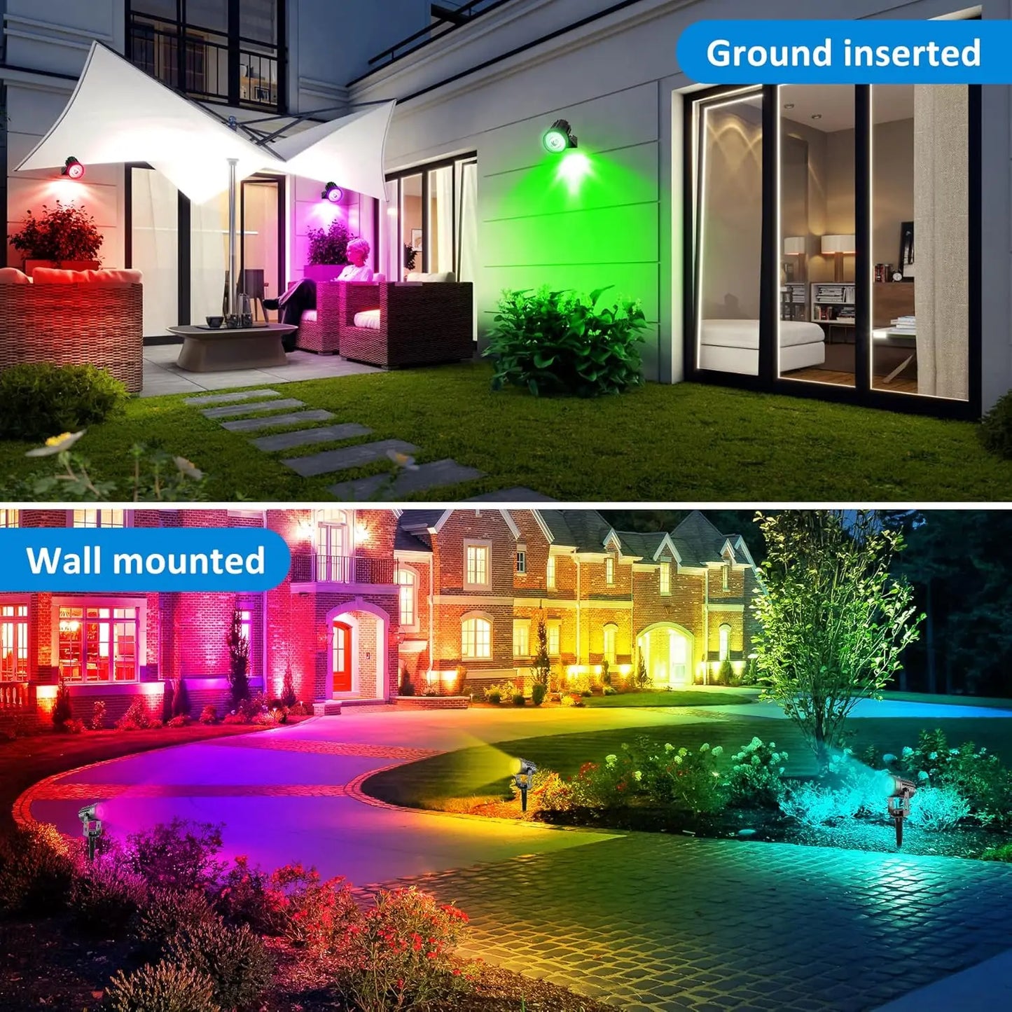 1/2/4/6 LEDS RGB Solar Spotlight IP65 Waterproof Color Changing Outdoor Garden Light For Landscape Tree Solar Street Wall Lamp