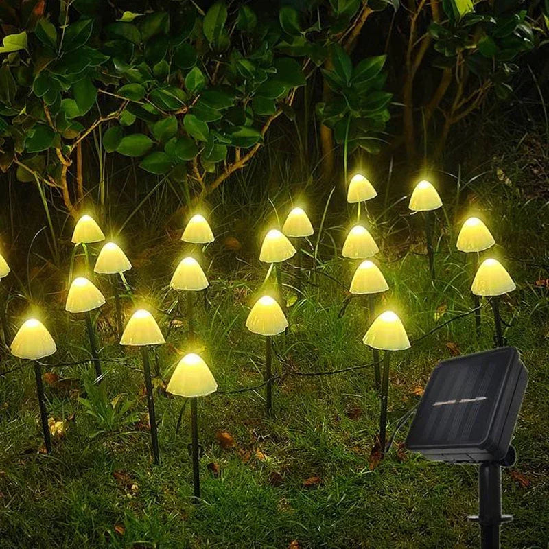Solar Lights String Mushroom Lawn Fairy Lights LED Solar Lamps Outdoor For Garden Patio Terrace Path Landscape Decoration Lamps