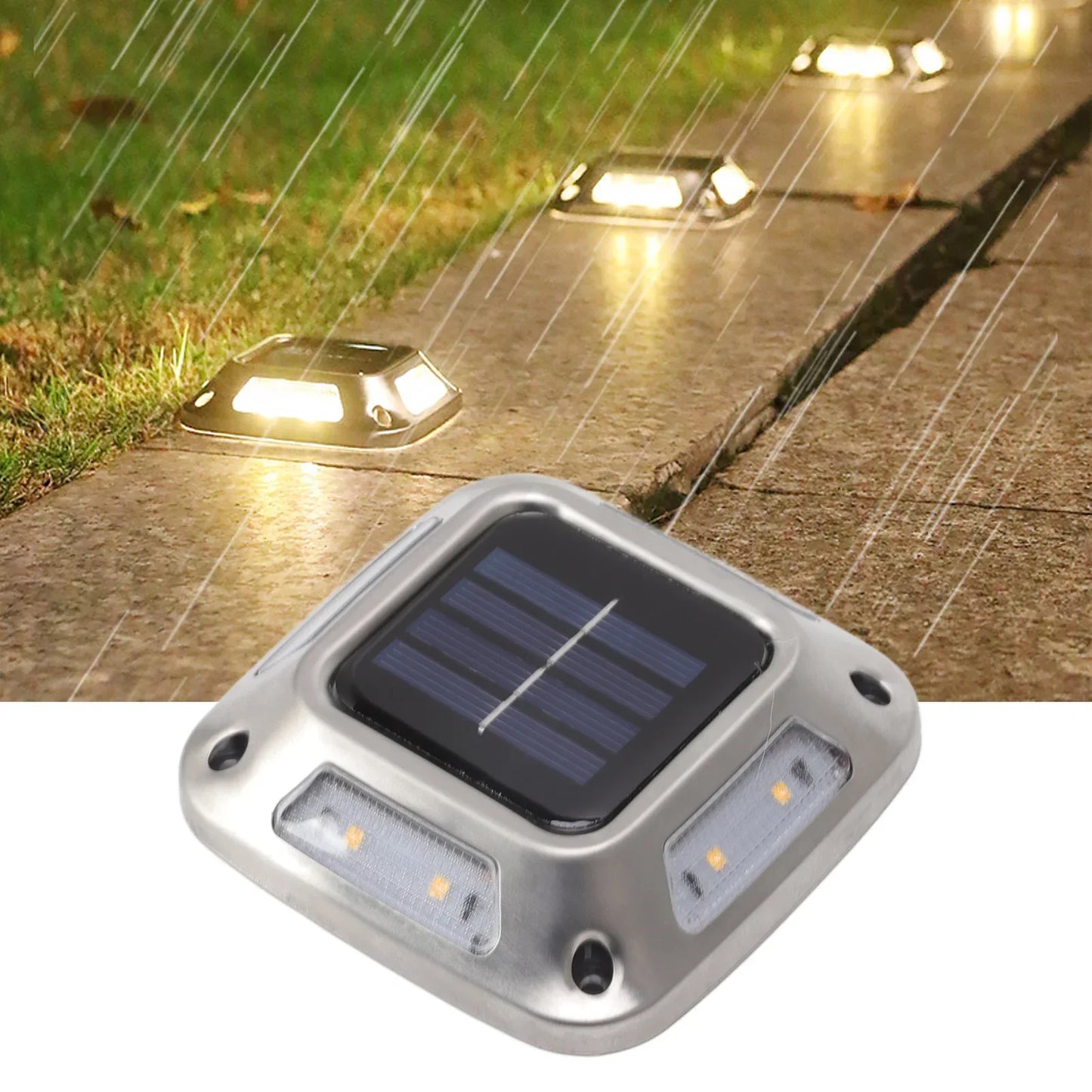 1PCS 8 LEDs Solar Ground Light Solar Light Waterproof Warm Light Solar Garden Lamp Outdoor Courtyards Driveway Marker Light