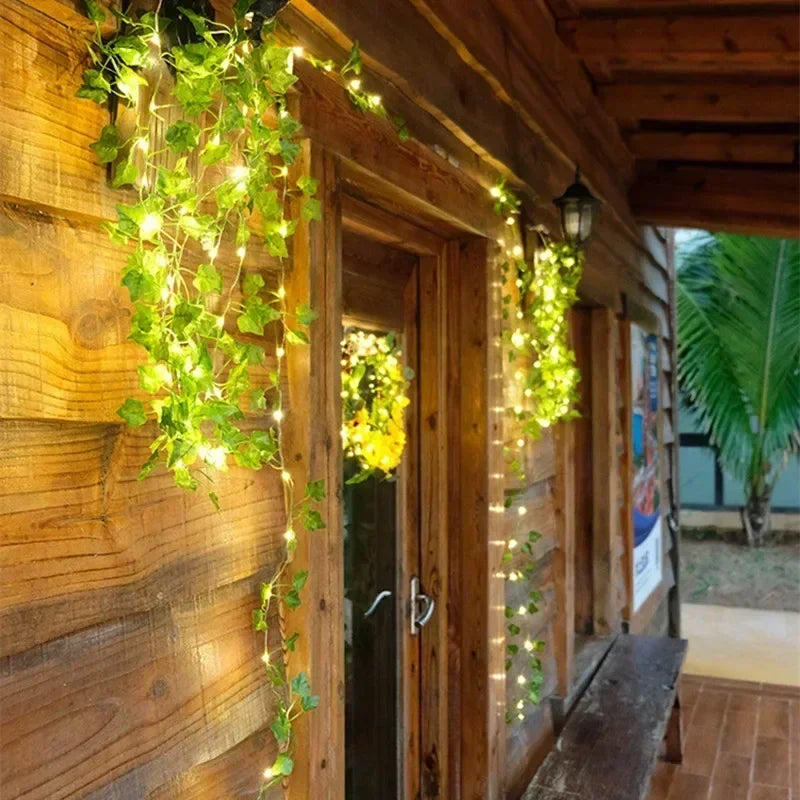 Solar Artificial Leaf LED String Lights Sunflower Maple Leaf Watermelon leaf Outdoor Light Up Garden Parterre Beach Decoration