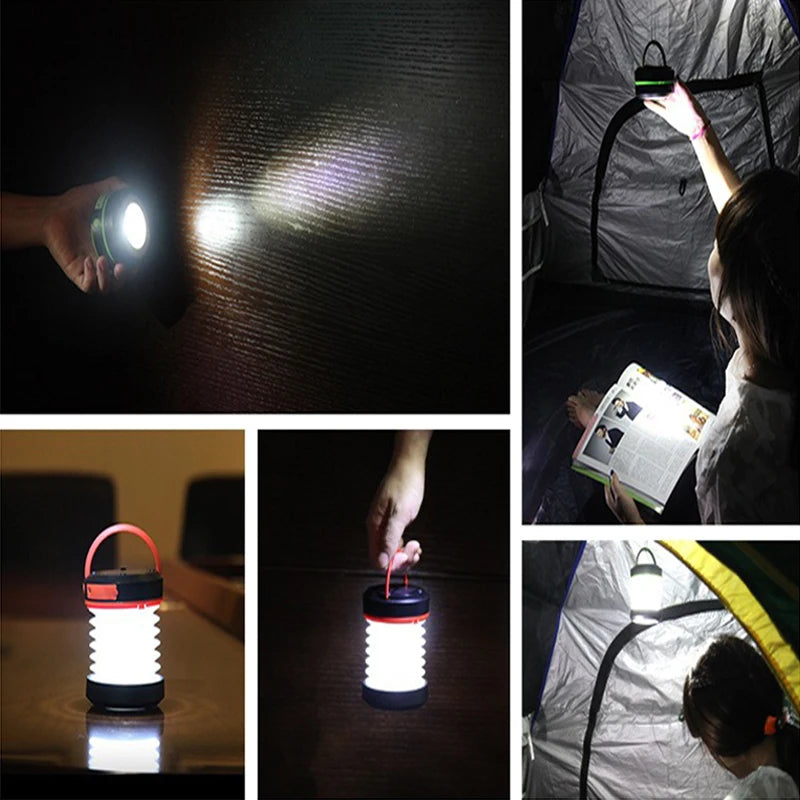 Camping Light Solar Rechargable Foldable Portable Lantern Power Bank Waterproof Flashlight Solar Lamp Camp Outdoor 