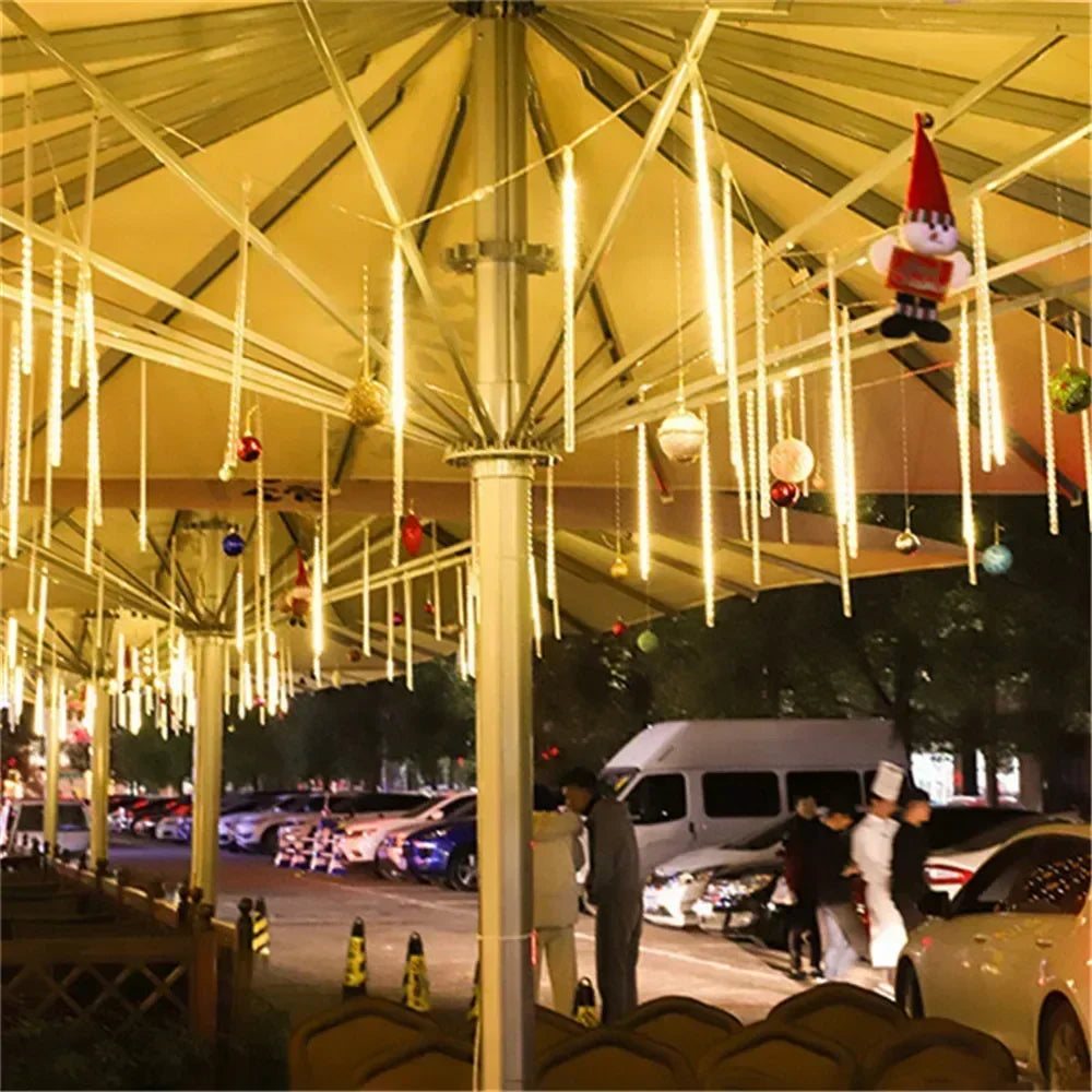 Outdoor Christmas Decoration 30/50cm Solar Meteor Shower Rain Holiday Light Led Light String for Tree Garden 8 Tube Fairy Light