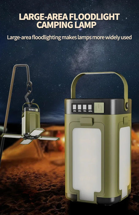 Solar Outdoor Portable Camping Light Solar Charging Foldable 2000mah Power Bank Intelligent Display Portable Hanging Tent Light