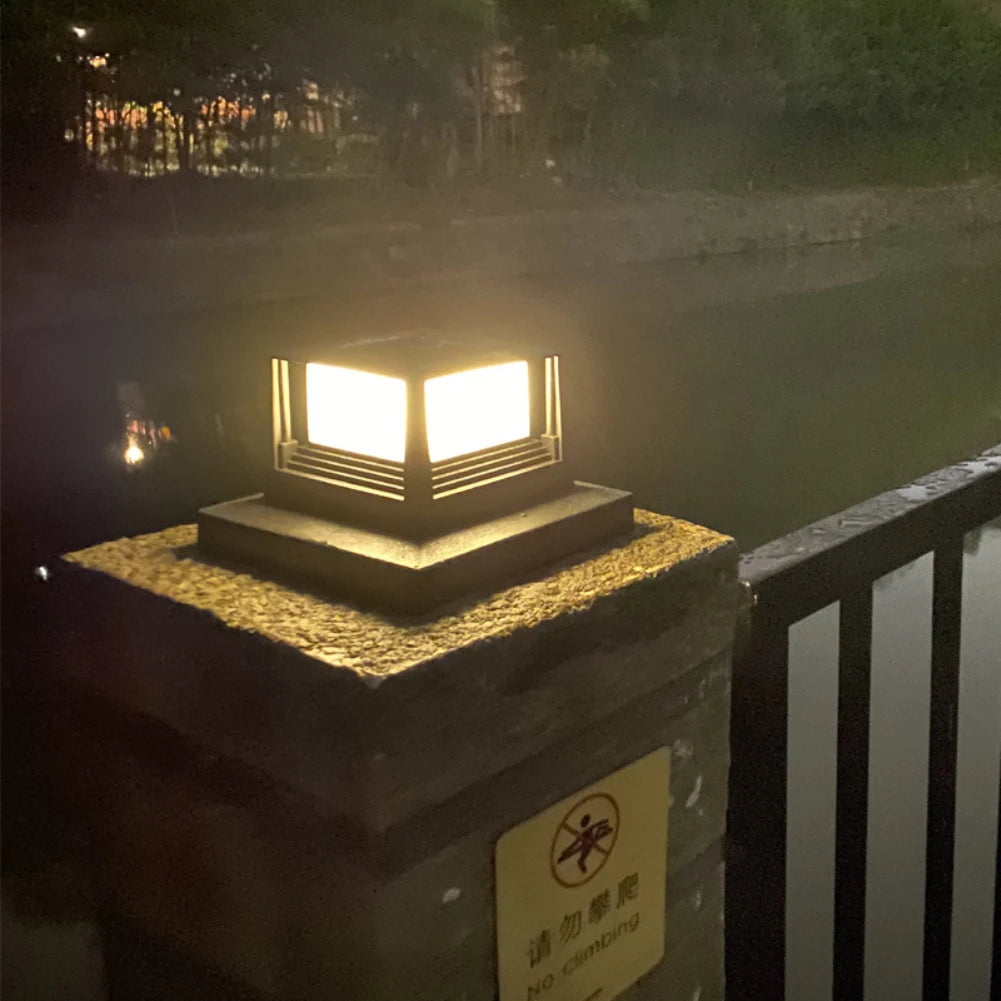 Waterproof Led Light Fence Lamp Solar Panel Pipe Garden Street Solar Powered Landscape Lamp Light Hot Solar Pillar Post Cap New