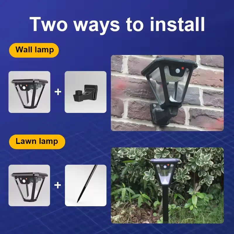 5000K Solar Pathway Garden Decor Lights Outdoor With Motion Sensor IP65 Waterproof Solar Lamp Patio Yard Lawn Sunlight Wall Lamp
