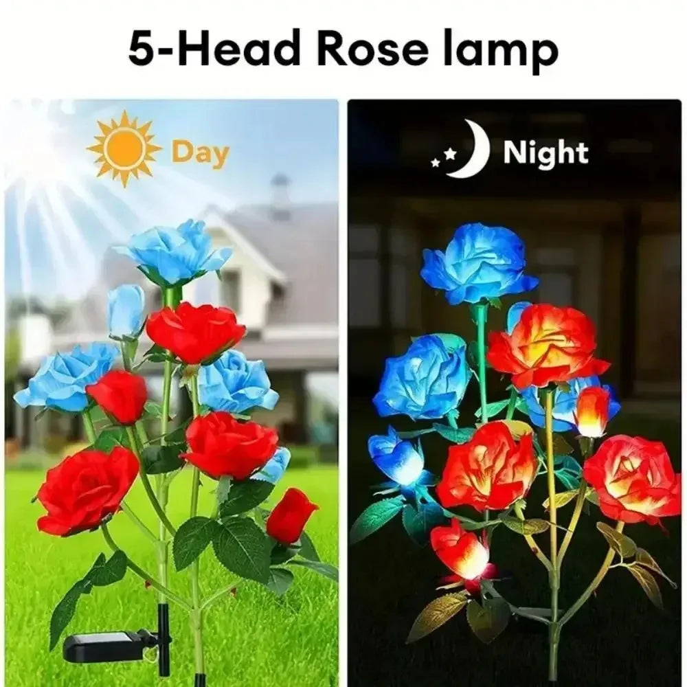 Solar Garden Lights LED Solar Flowers Rose Lawn Lamp Outdoor Waterproof Outside Light for Patio Yard Garden Wedding Xmas Decor