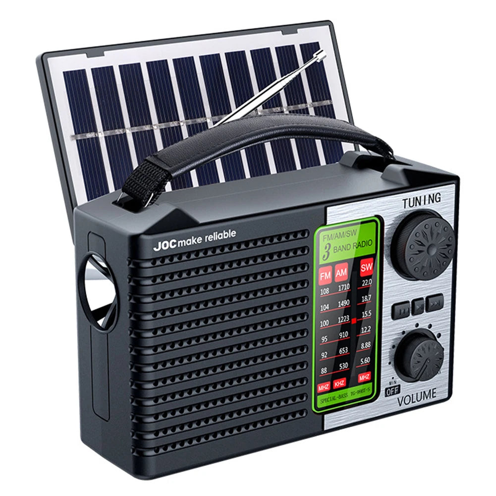 2000mAh Solar Power Radio Portable AM FM SW Weather Radio with LED Flashlight BT Speaker Full Band Radio Outdoor Emergency Radio