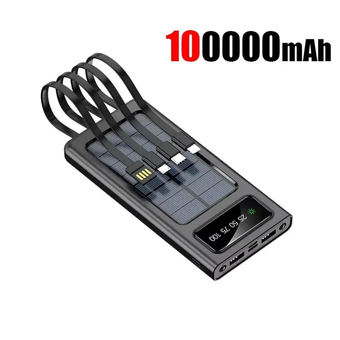 200000mAh Solar Power Bank Large Capacity Mobile Charging Outdoor Fast Charging 2 LED Light Suitable For iPhone Xiaomi Huawei