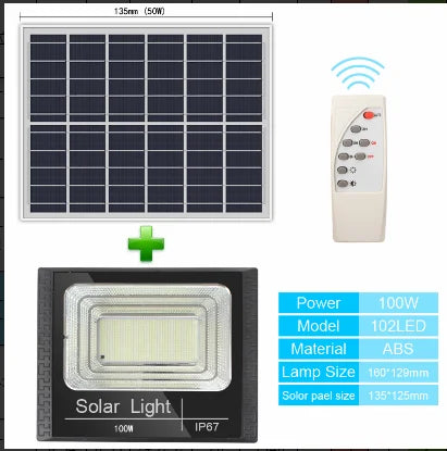 Solar Flood Lights Remote control Solar Powered Spotlight Outdoor Waterproof IP67 Villa Street Lighting Adjustable angle
