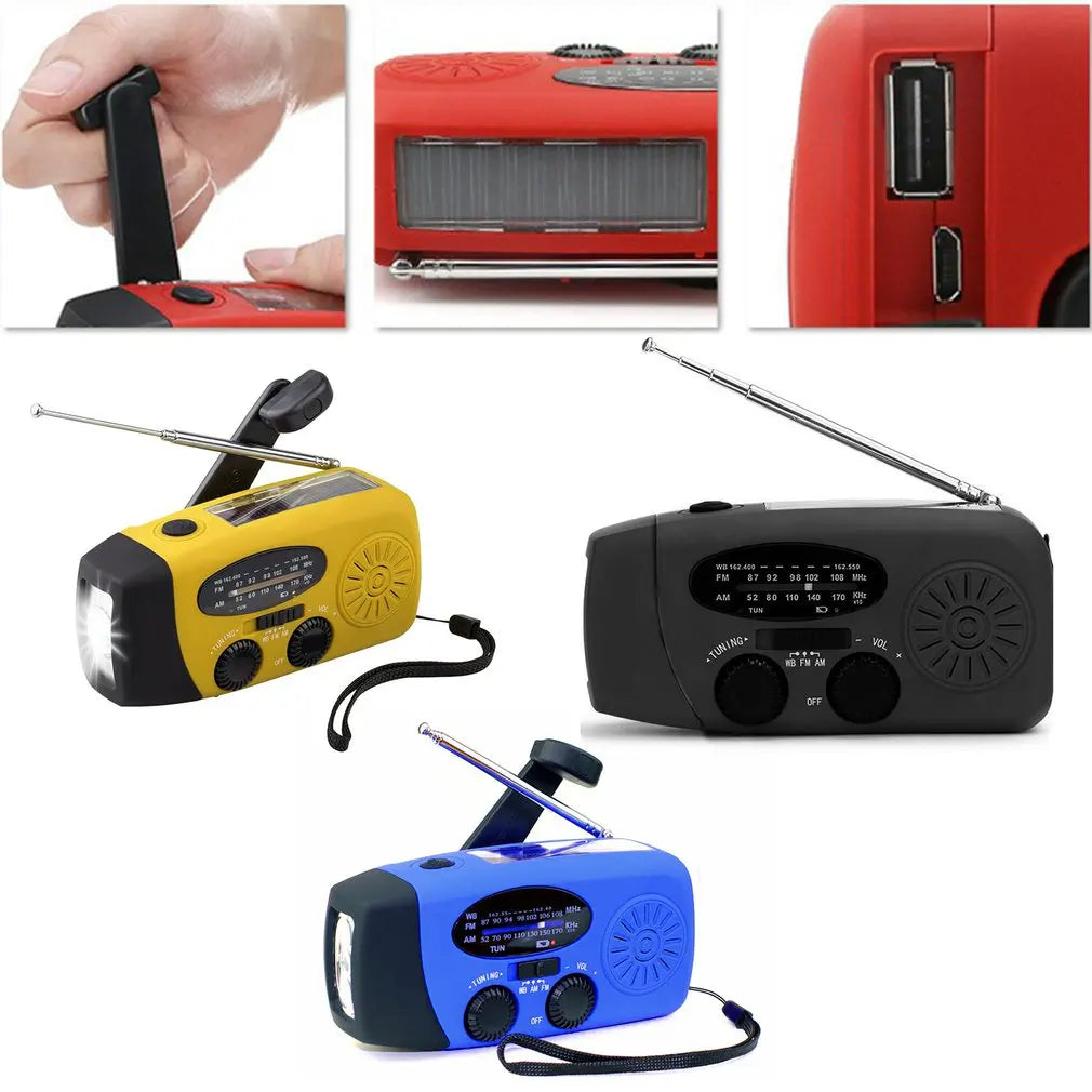 AM/FM/NOAA Emergency Weather Radio Hand Crank Solar Weather Radio Portable Power Bank with Solar Charging Battery