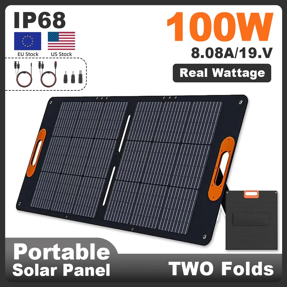 100W Portable Folding Solar Panel IP65 Waterproof Foldable Solar Panel Power Backup, Solar Charger for Power Station RV Camping