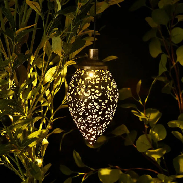 Water Drop Shaped Garden Lantern Lightweight Energy Saving Beautiful Solar Powered Decorative Projection Light Lamp