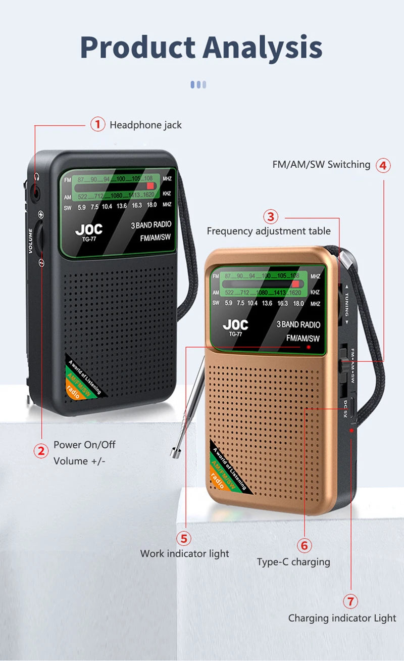 Xiaomi Full Band Radio Portable Radio Am Fm Sw Multi-function Radio Excellent Reception Transistor Radio With Loud Speaker