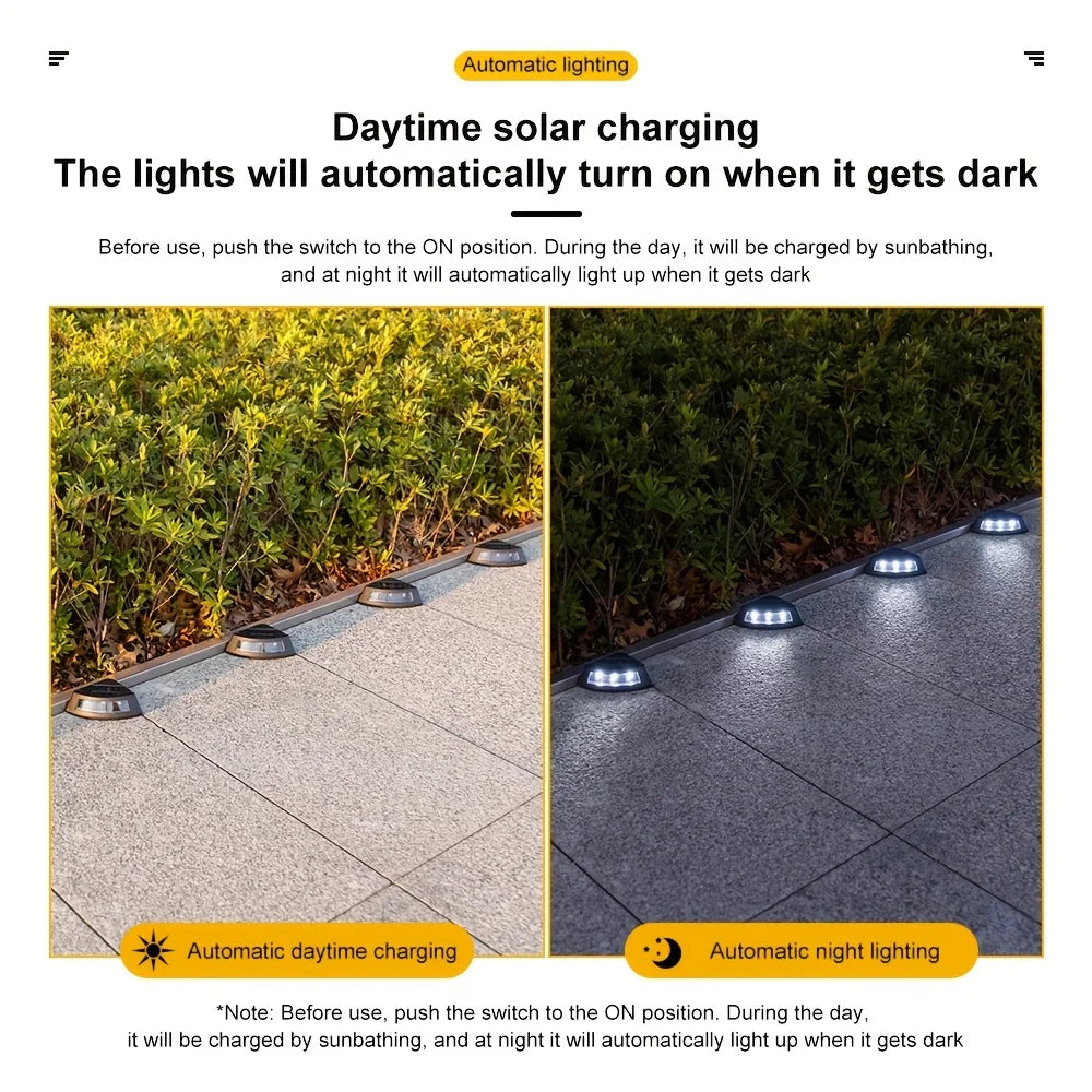 4pcs Solar Step Lights Outdoor Garden Courtyard Decor Warm/ White LED Pathway Lighting Sun Lamp for Walkways Staircases Garden