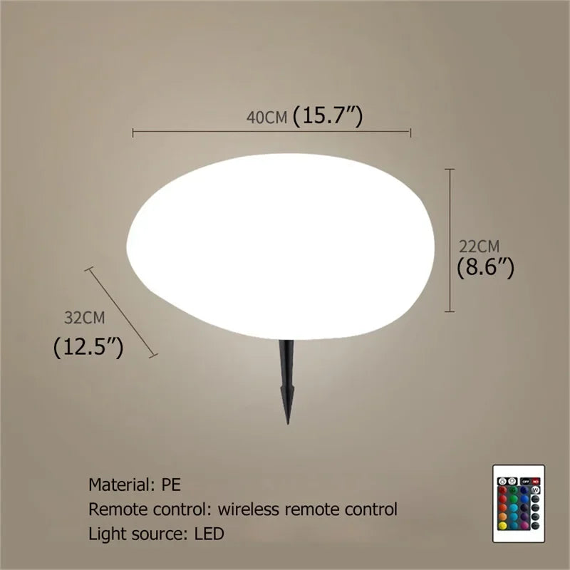 Solar Garden Lights Led Modern Creative White Stones Shape Waterproof IP65 with Remote Control Decor Home Courtyard Lawn Lamp