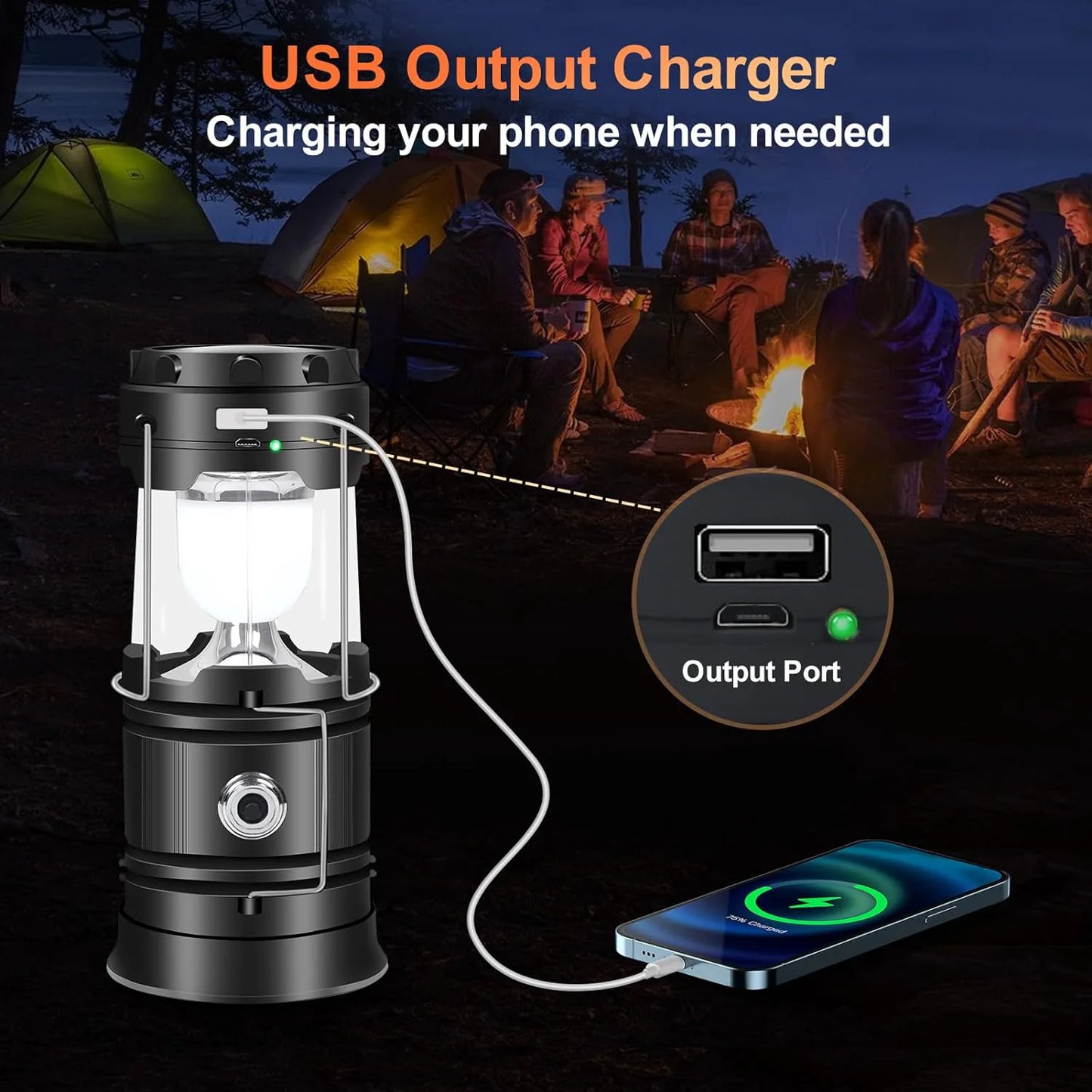 Solar Camping Lights COB Tent Lamp Portable Emergency Flashlight USB Rechargeable Waterproof Strong Light Fishing Hiking Torch