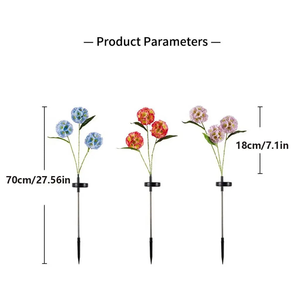 Waterproof Solar Flower Light with 3 Head Ground Mounted Simulation Flower Lamp Warm light Intelligent Light Sensing