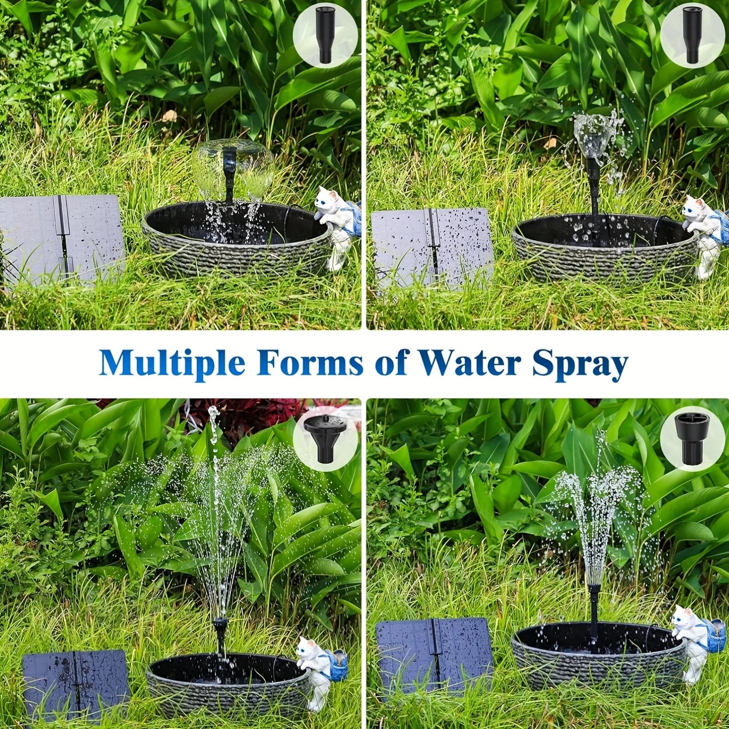 20W Solar Water Pump Foldable Silicone Panels for Garden, Bird Baths, Ponds,Fish Tanks Outdoor Water Feature System with Nozzles
