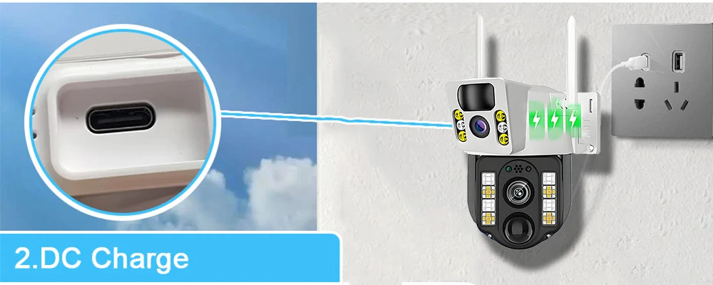 WiFi Solar Camera Dual Lens Security Protection IP 8MP HD Night Vision Outdoor Waterproof Smart Home Video Surveillance Camera