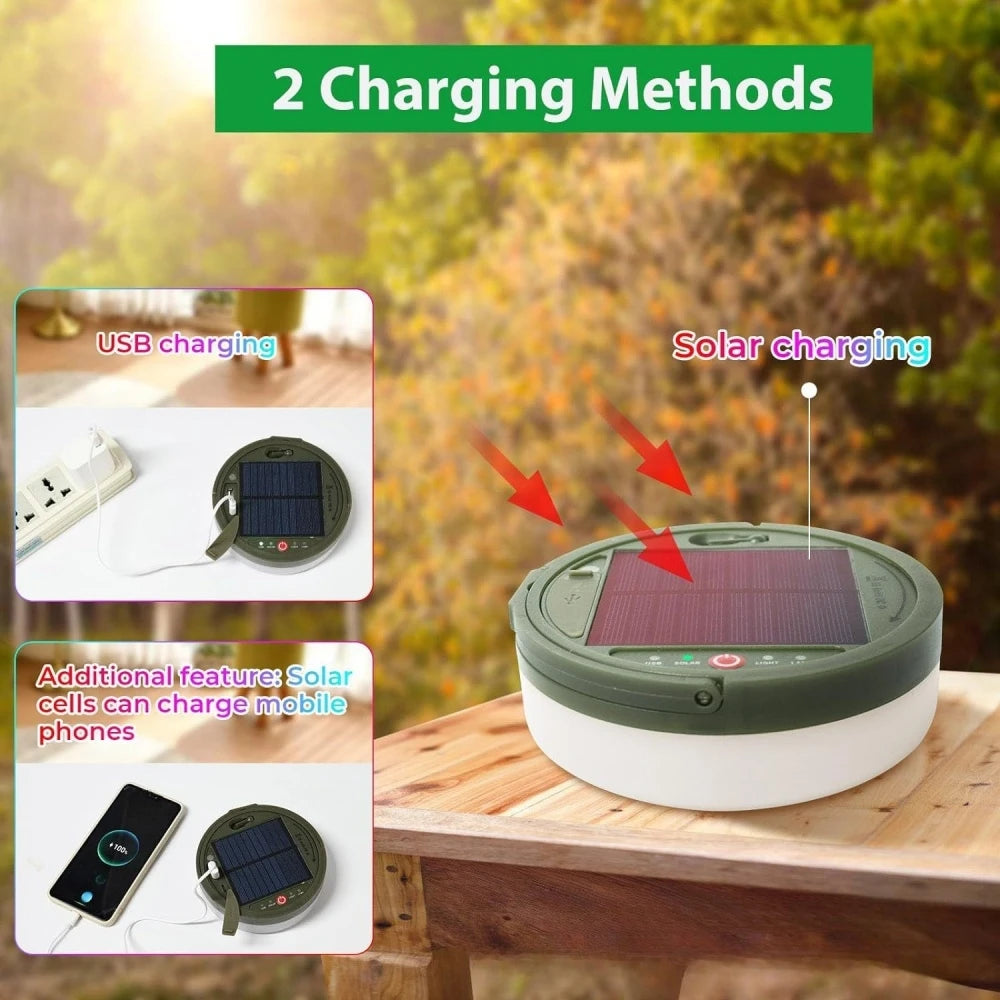 Solar Camping Lamp with String Lights LED Portable Waterproof Tent Lamp with 8 Lighting Modes Hanging Rechargeable Tent Lantern