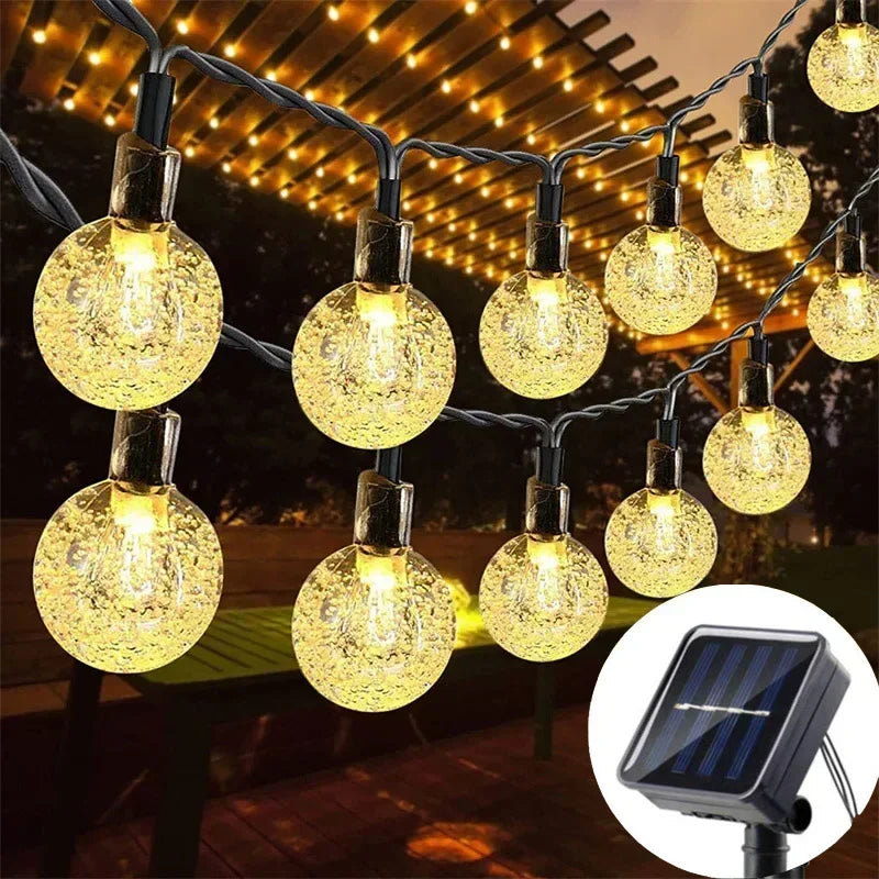 Solar Bubble Light String 8 Lighting Modes LED Lights Holiday Garden Tree Yard Party Christmas Outdoor Street Camping Decoration