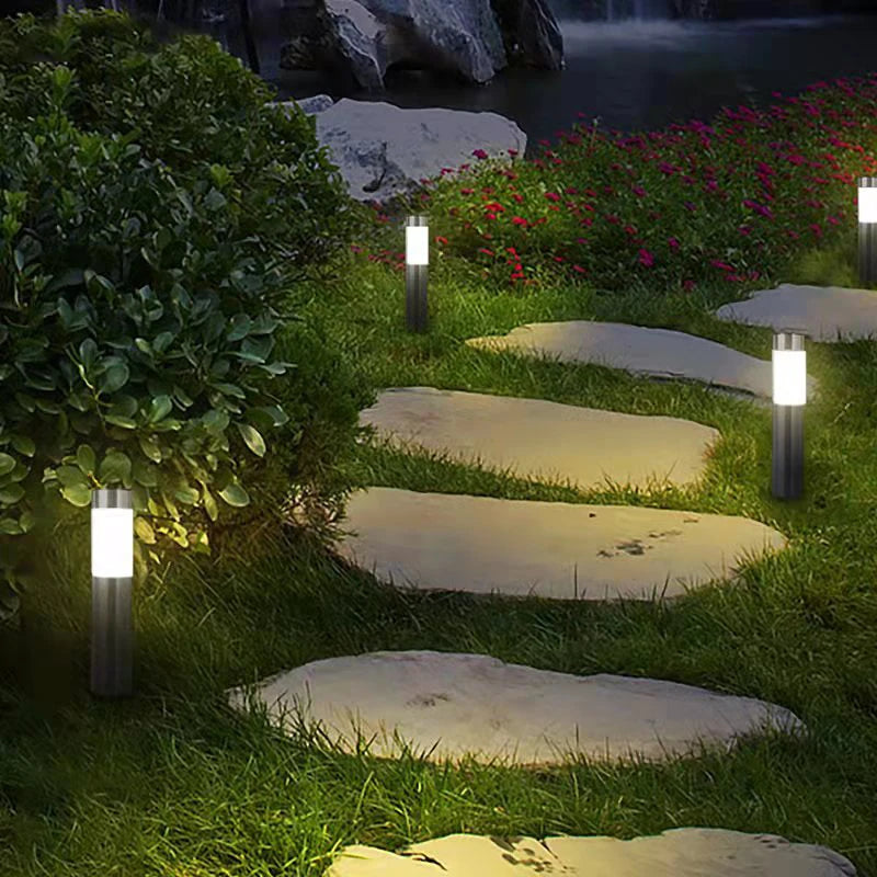 Solar Garden Pathway Lights Outdoor LED Lighting Ground Plug Bollard Light for Patio Gardens Pathways Lawn Yard