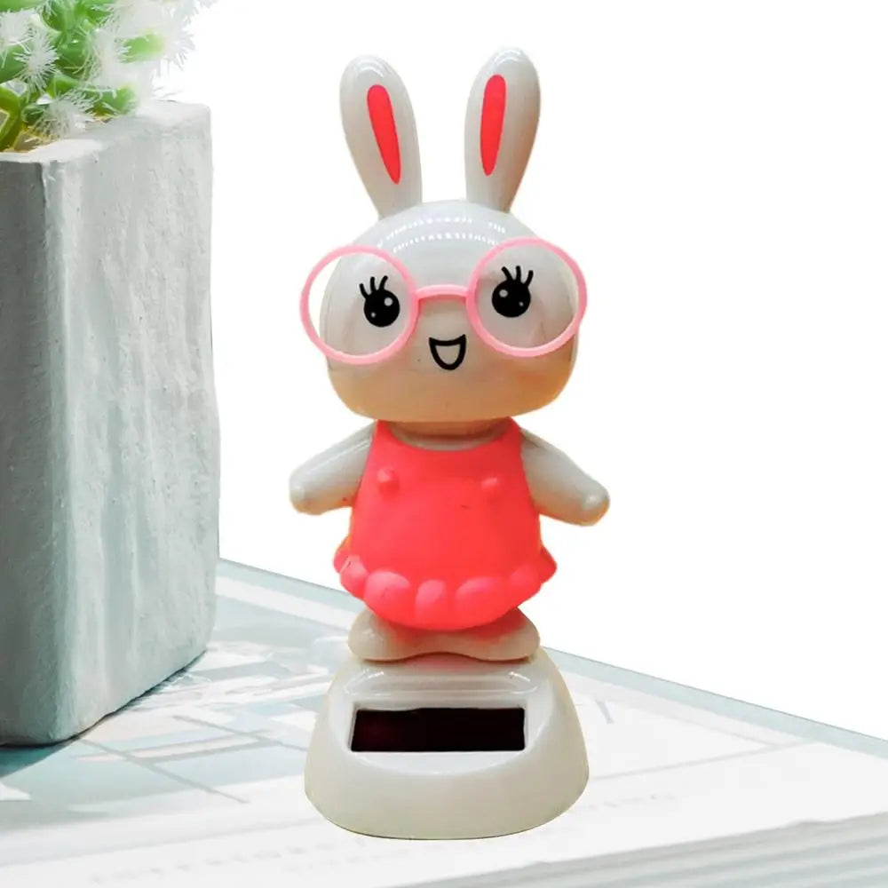 Solar Dancing toy Car Decoration Solar Energy Decoration Shaking Head Doll Cartoon rabbit Shape Decoration Home Ornaments