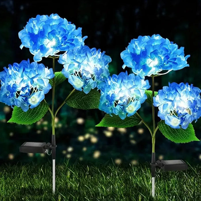 3Head Hydrangea Rose Flower Solar Led Light Outdoor Garden Lawn Lamps For Garden Vegetable Patch Patio Country House Decoration