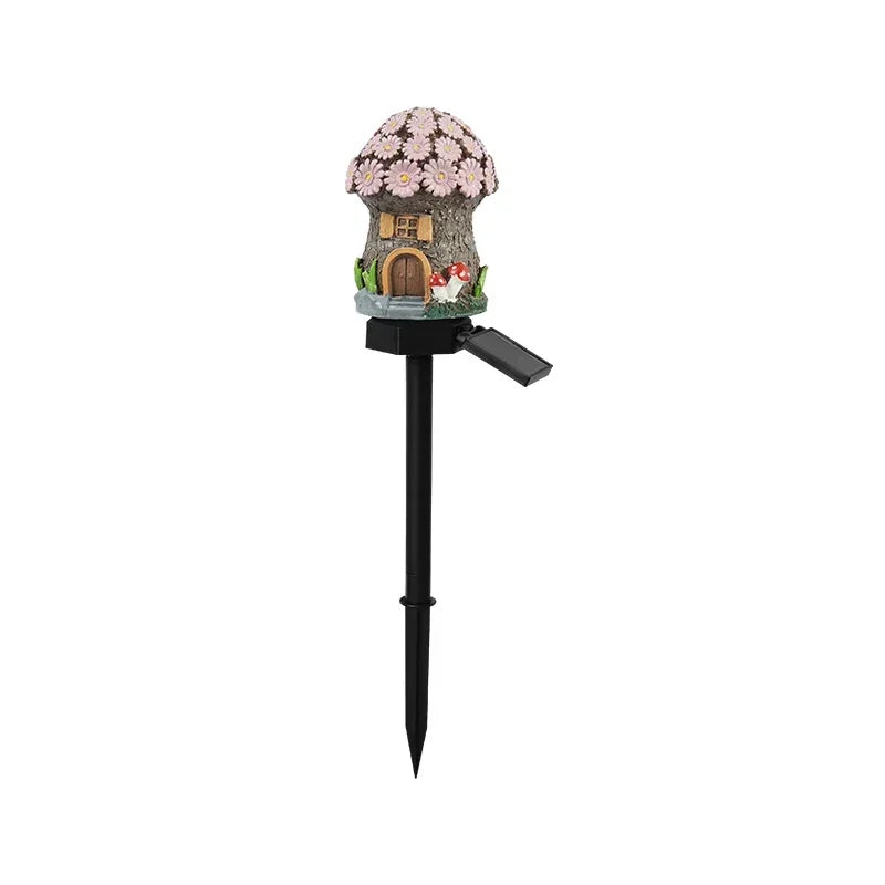 Solar Lawn Light Resin Craft Miniature Fairy Mushroom House Solar Powered Garden Yard Outdoor Decor Lamps Christmas Lamp