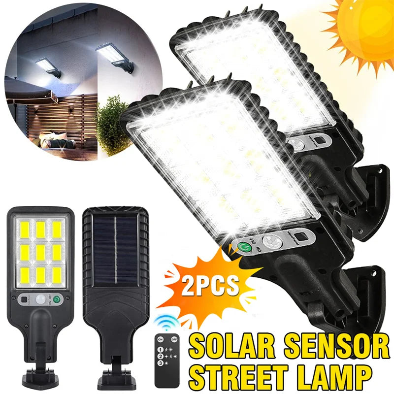 Outdoor Solar Street Lights,Dusk to Dawn Solar Security Flood Lights Motion Sensor with Remote Control for Courtyards, Garden