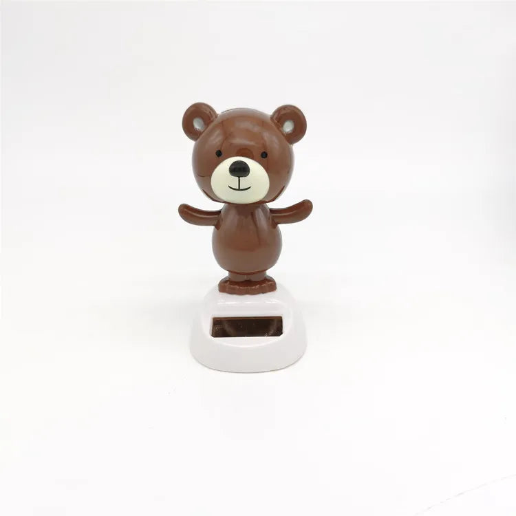 Solar Bear Dancing Toys Shaking Head Toy For Car For Automotive Interior Dolls For Windowsill Desk Holiday Fun Kid Toy Gift