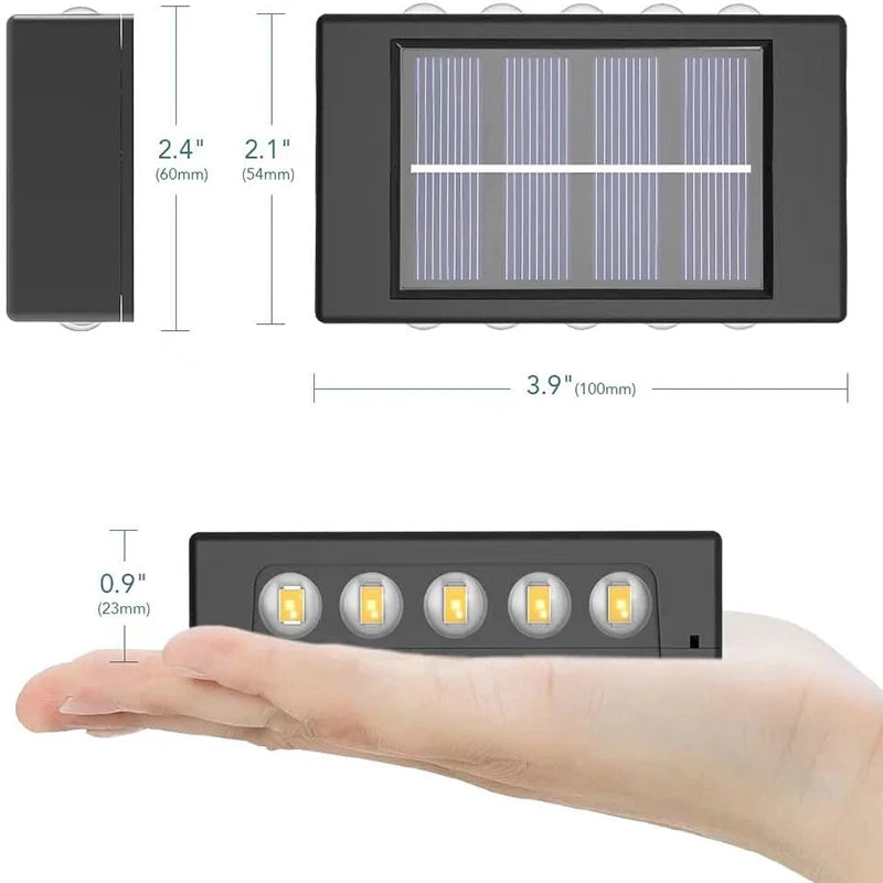 1~4Pack Solar Wall Lights Outdoor 16LED Waterproof Lamp Up And Down Convex Lens Lighting For Garden Landscape Balcony Decoration