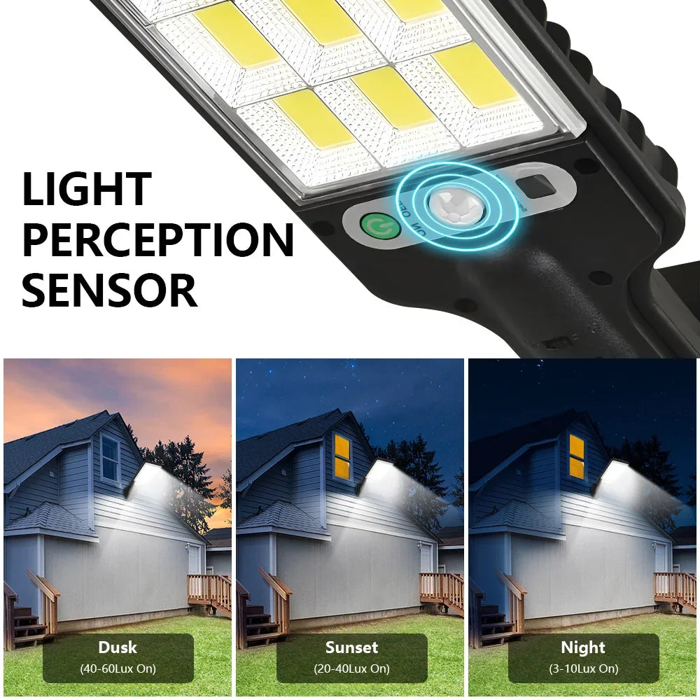 400000Lm Super Bright Outdoor Solar street Light Wall Lamp Motion Sensor Remote Control Garden Decor Light Night Light gifts