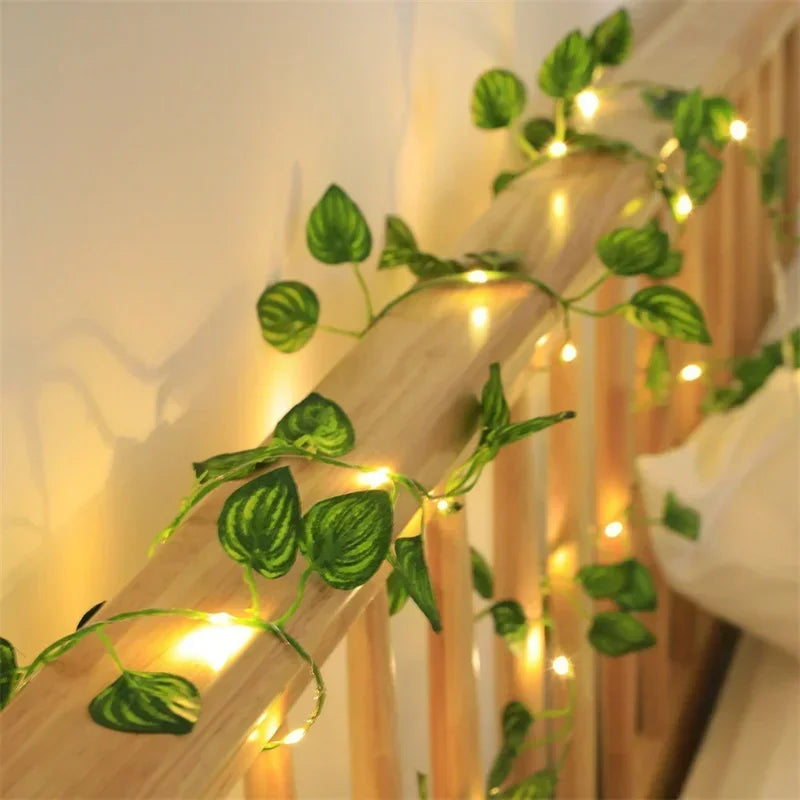 Solar Artificial Leaf LED String Lights Sunflower Maple Leaf Watermelon leaf Outdoor Light Up Garden Parterre Beach Decoration