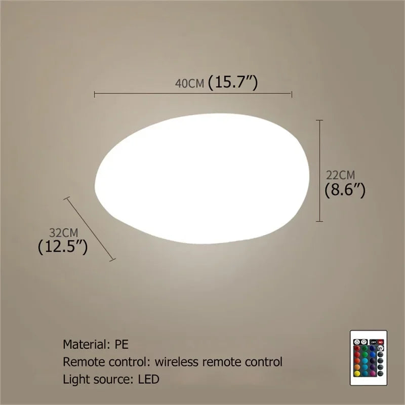 Solar Garden Lights Led Modern Creative White Stones Shape Waterproof IP65 with Remote Control Decor Home Courtyard Lawn Lamp