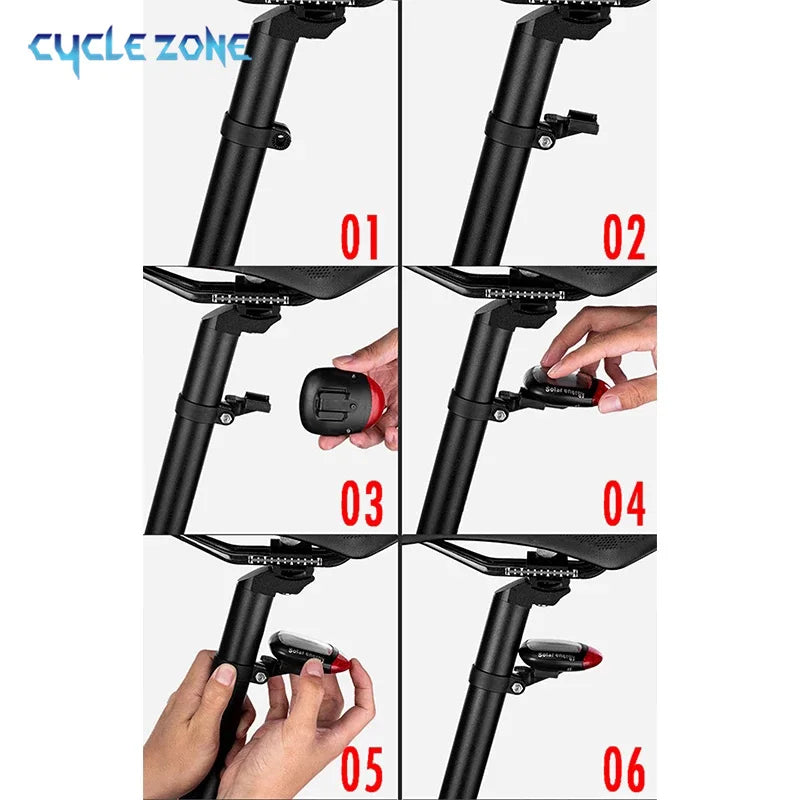 Solar Bicycle Tail Light Cycling Safety Solar Power Energy Bike Rear Lamp Night Riding Safety Warning Taillight MTB Accessories