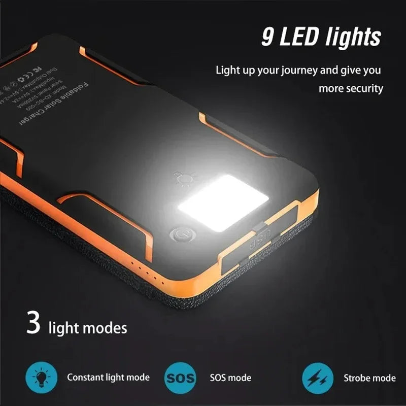 100000mAh Solar Power bank Portable Folding Solar Panels USB Fast charging Outdoor Camping Waterproof Sun Power For iPhone 