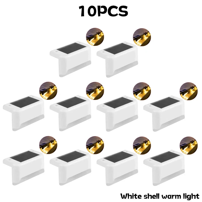 1-10PCS Solar Deck Lights Outdoor Step Lights Waterproof Led Solar Lights for Railing Stairs Step Fence Yard Patio and Pathway