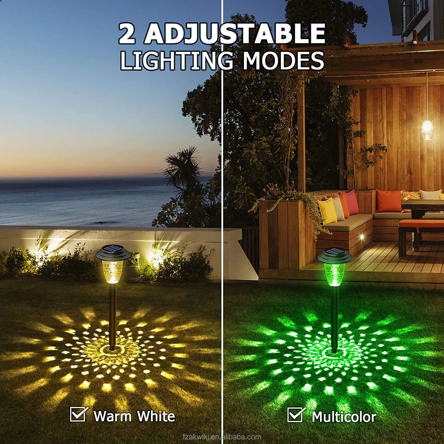 Solar Pathway Lights Bright RGB Color Changing/Warm White Outdoor Waterproof Garden Lamp Powered Landscape Path Lights for Yard