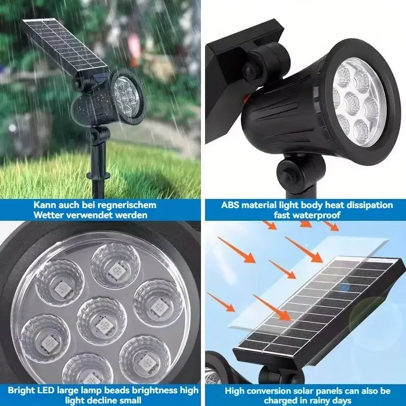 Solar Pathway Lights Outdoor Waterproof Bright Monocrystalline Silicon Garden Decora Light LED Landscape Lamp for Yard Fenced