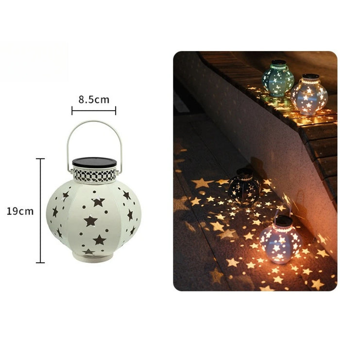 Garden Star Projector Lamp Hanging Solar Lights Outdoor Hanging Solar Lanterns Retro Solar Lamp with Handle Outside Decorations
