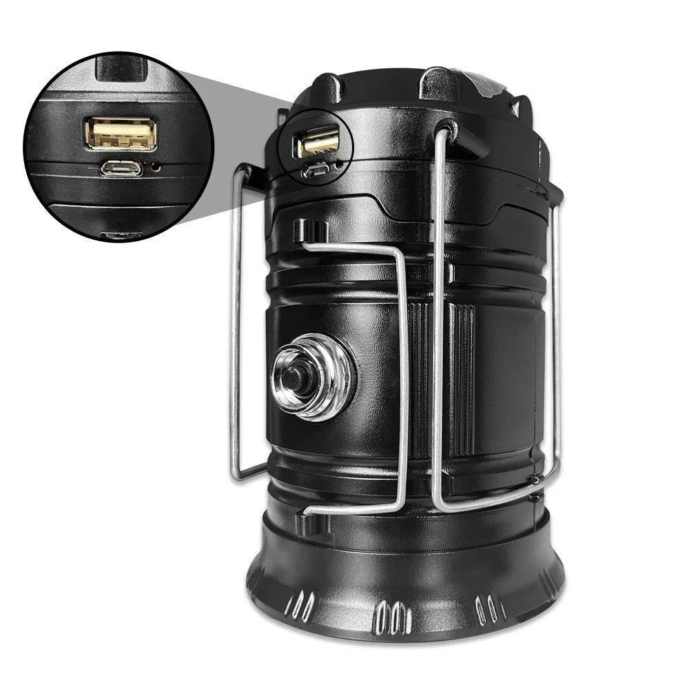 Powerful Solar LED Camping Lantern Outdoor Camp Tent Lamp USB Rechargeable Portable Emergency Lights Stretch Hang Lantern