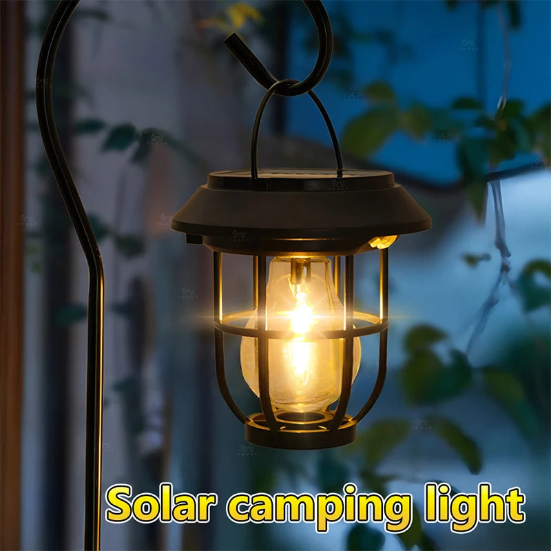 1200LM Warm Solar Camping Lights Lawn Lights Wall Lamps Solar Outdoor Lights Courtyard Garden Decoration Night Light Mood lights