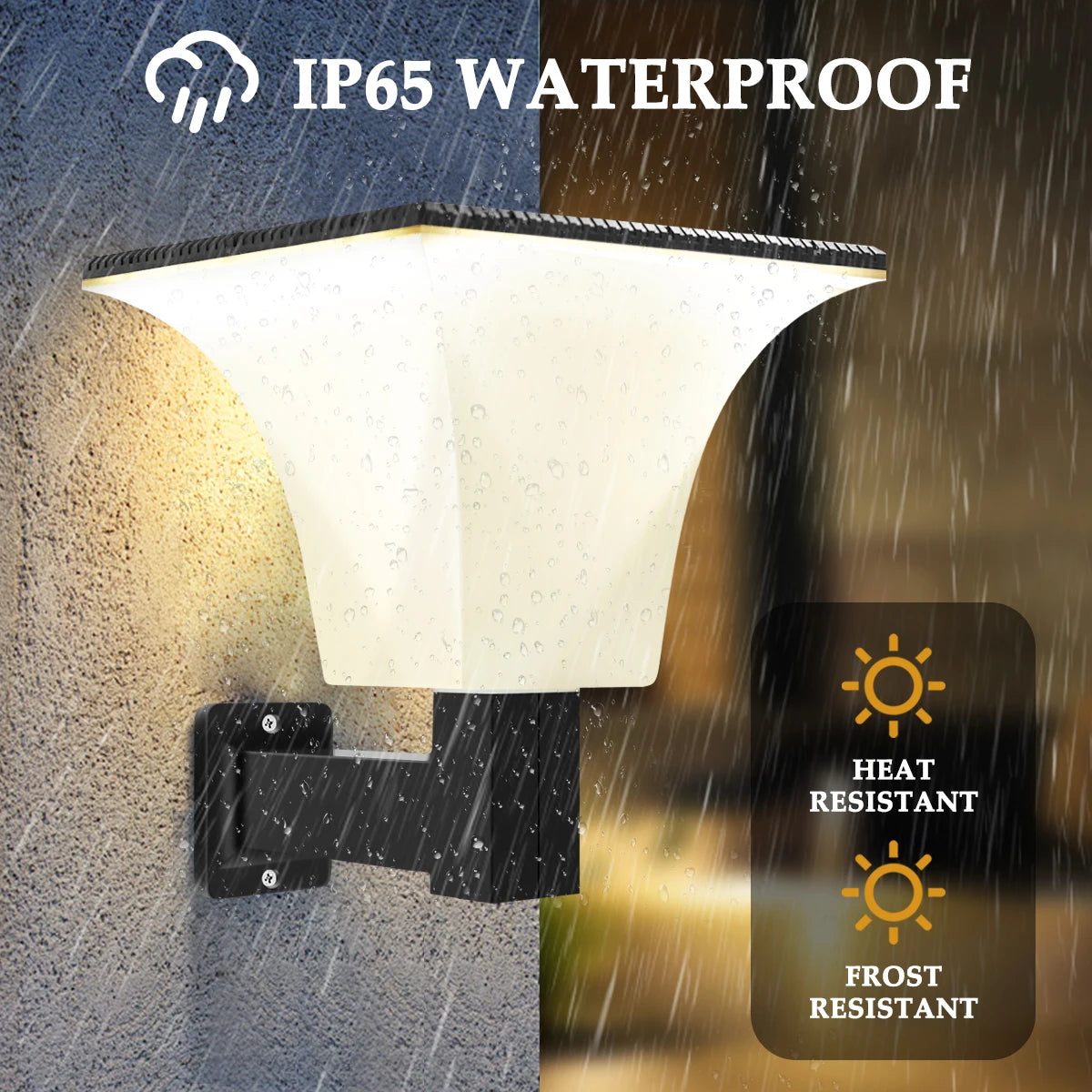 Solar Lights Outdoor 4 Modes Post Cap Wall Mounted Solar Lamp for Garden Yard Waterproof Solar Powered Pathway Lighting 80leds