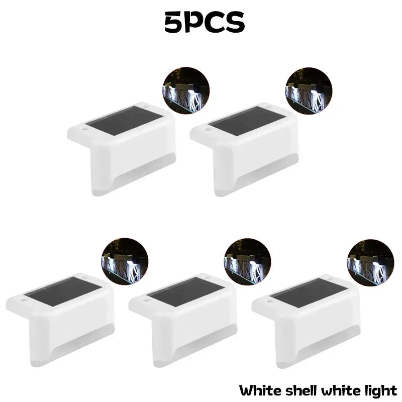 Solar Powered Step Lights Outdoor Courtyard Lights Fence Pole Lights Step Lights Decorative Landscape Lights Wall Fence Lights