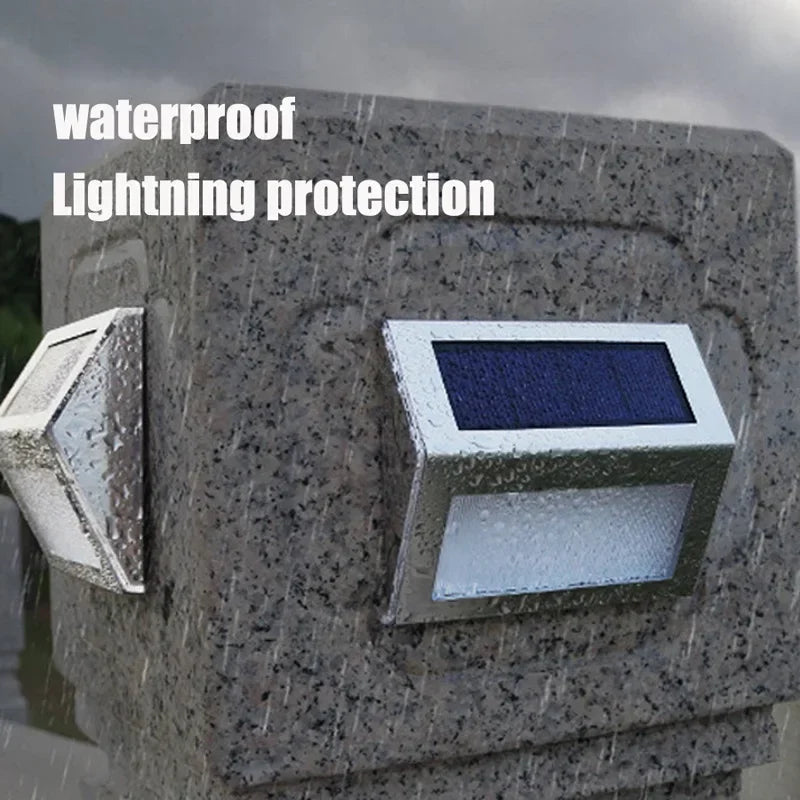 Solar Stainless Steel 3LED Step Light Waterproof Anti-corrosion and Environmental Protection Wall Light for Garden Fence Wall